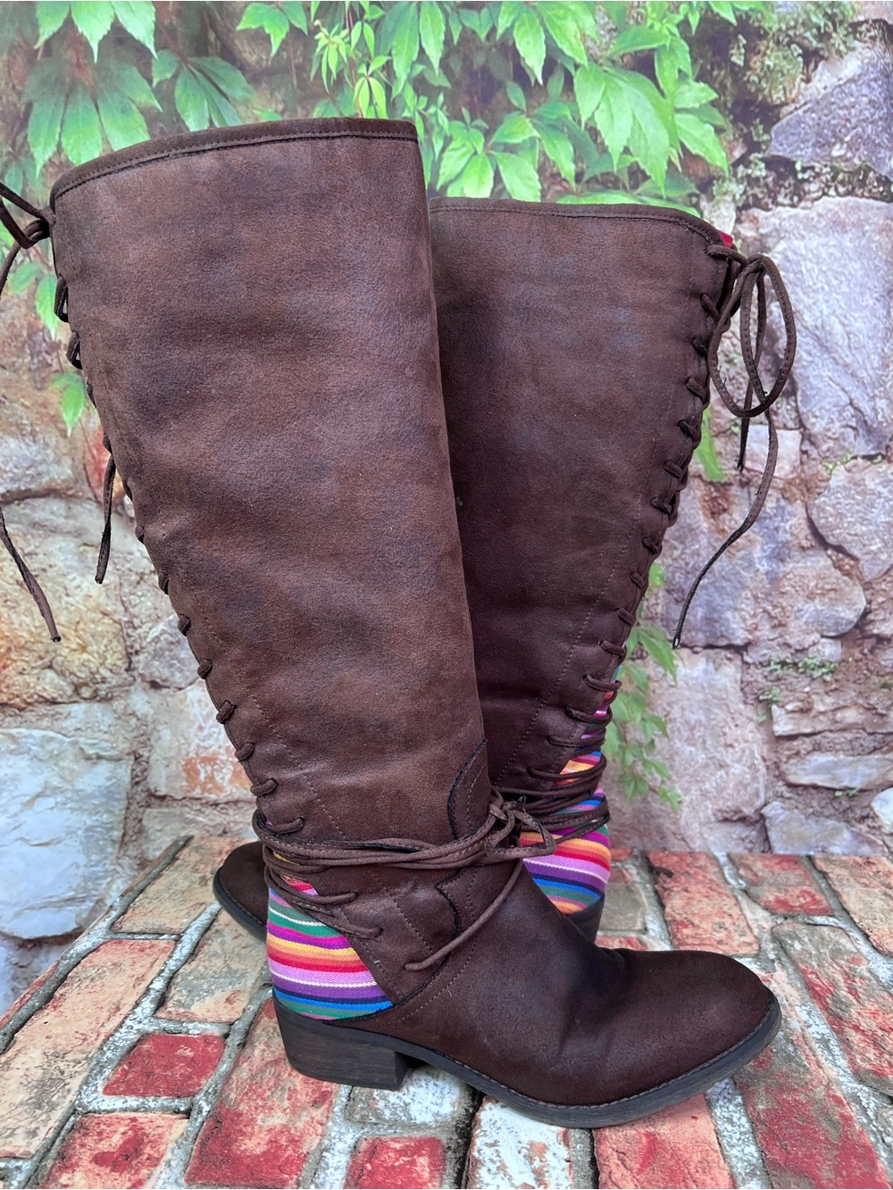 VERY VOLATILE Rainbow Inset Lace Up Festival Boots, 10 - Picture 11 of 15
